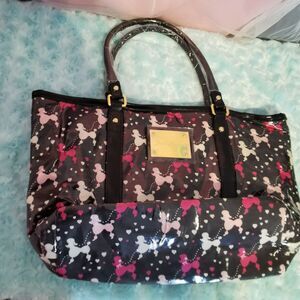 Jesus Diamante Poodle Print Hime Gyaru Gal Style Large Black Tote Bag Rare Y2K